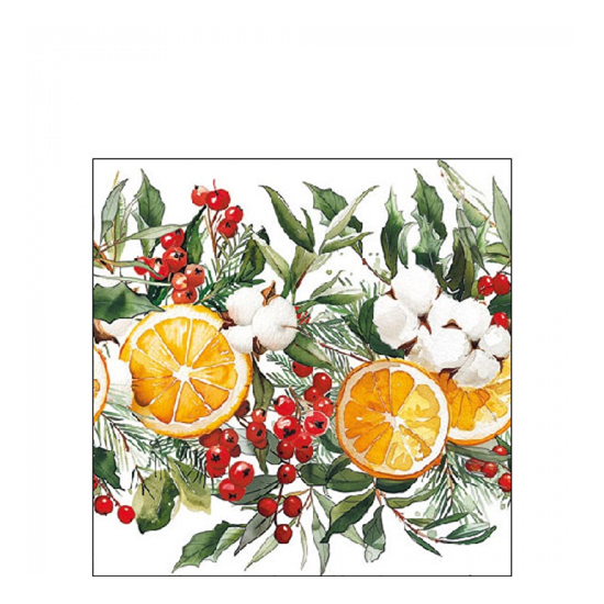 Karácsonyi szalvéta Winter Oranges 25x25 cm 20 db-os