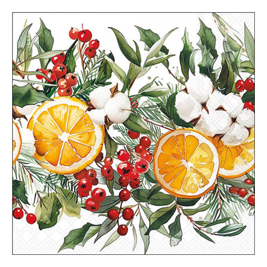 Karácsonyi szalvéta Winter Oranges 33x33 cm 20 db-os