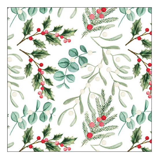 Karácsonyi szalvéta Foliagle scatter white 33x33 cm 20 db-os
