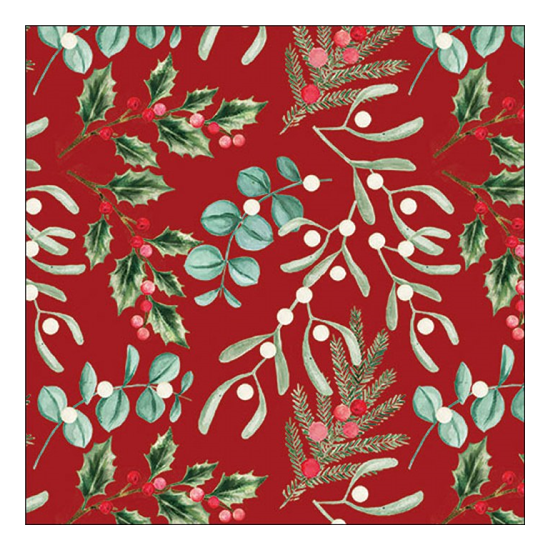 Karácsonyi szalvéta Foliagle scatter red 33x33 cm 20 db-os