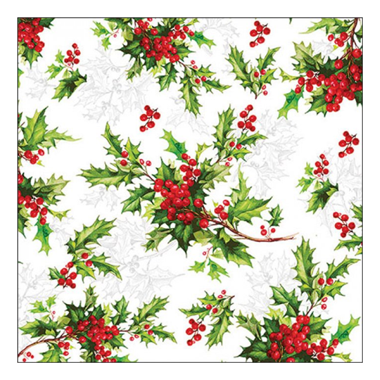 Karácsonyi szalvéta Ilex all over 33x33 cm 20 db-os
