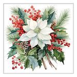Karácsonyi szalvéta Poinsettia bouquet white 33x33 cm 20 db-os