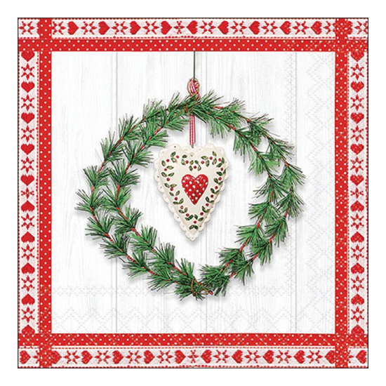 Karácsonyi szalvéta Heart in wreath 33x33 cm 20 db-os