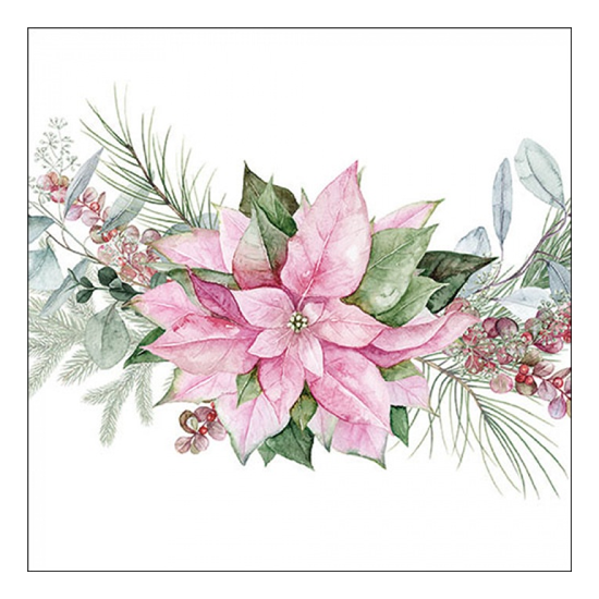 Karácsonyi szalvéta Pink poinsettia 33x33 cm 20 db-os