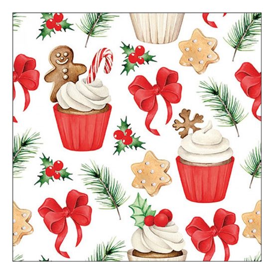 Karácsonyi szalvéta Christmas sweets red 33x33 cm 20 db-os