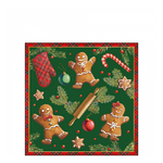 Karácsonyi szalvéta Gingerbread cookies green 25x25 cm 20 db-os