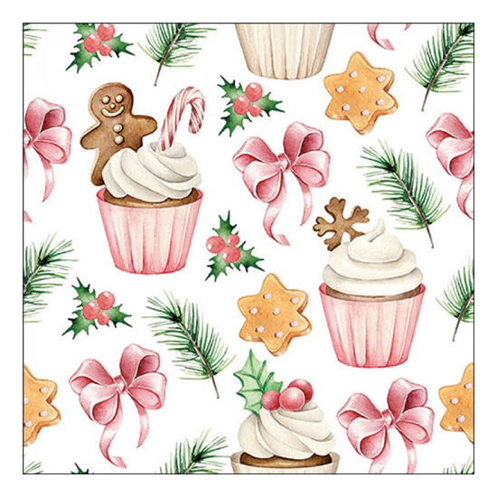 Karácsonyi szalvéta Christmas sweets pink 33x33 cm 20 db-os