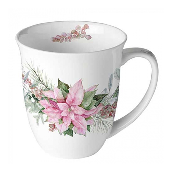 Pink poinsettia karácsonyi porcelán bögre 0,4l