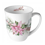 Pink poinsettia karácsonyi porcelán bögre 0,4l