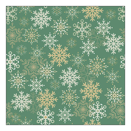 Karácsonyi szalvéta Snowflakes all over green 33x33 cm 20 db-os