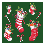Karácsonyi szalvéta X-mas stockings green 33x33 cm 20 db-os