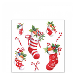 Karácsonyi szalvéta X-mas stockings white 25x25 cm 20 db-os