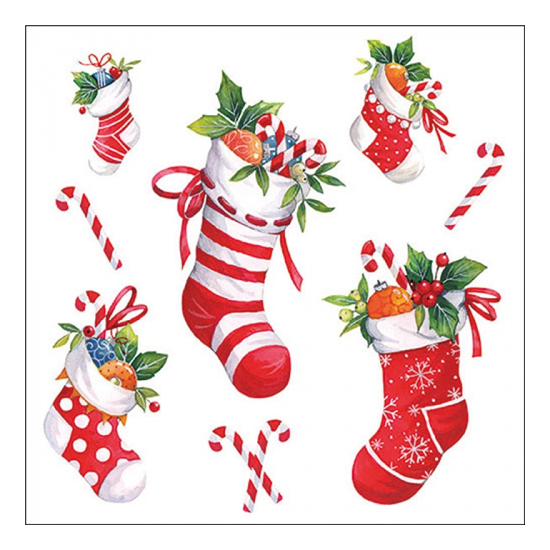 Karácsonyi szalvéta X-mas stockings white 33x33 cm 20 db-os