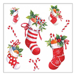 Karácsonyi szalvéta X-mas stockings white 33x33 cm 20 db-os