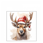 Karácsonyi szalvéta Deer with Santa hat white 25x25 cm 20 db-os