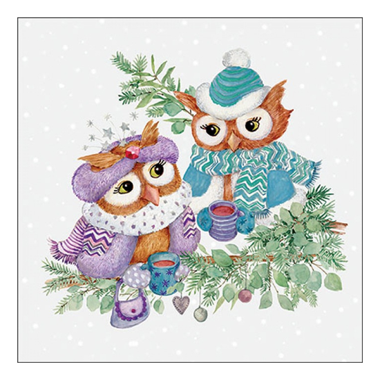 Karácsonyi szalvéta Winter owls 33x33 cm 20 db-os