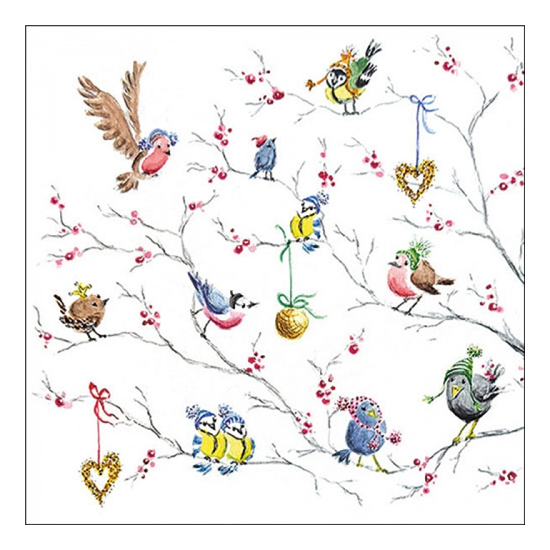 Karácsonyi szalvéta Birds on tree 33x33 cm 20 db-os