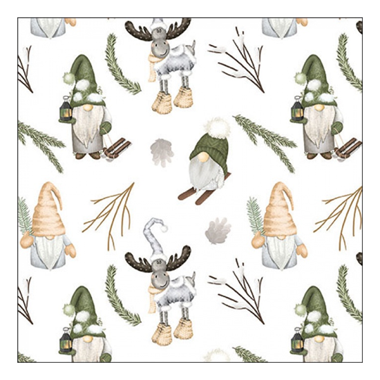 Karácsonyi szalvéta Forest gnomes white 33x33 cm 20 db-os