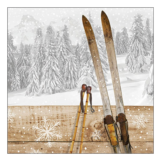 Karácsonyi szalvéta Retro ski 33x33 cm 20 db-os