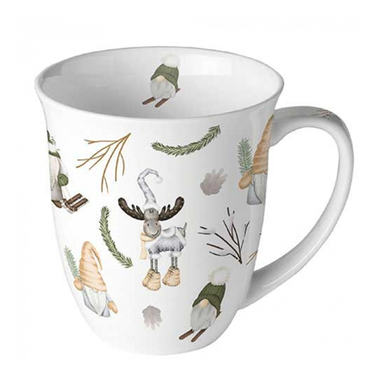 Forest gnomes white karácsonyi porcelán bögre 0,4l