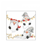 Karácsonyi szalvéta Gnomes on the light chain white 25x25 cm 20 db-os