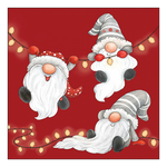 Karácsonyi szalvéta Gnomes on the light chain red 33x33 cm 20 db-os
