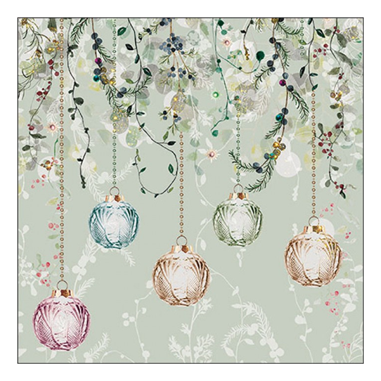 Karácsonyi szalvéta Floral Christmas green 33x33 cm 20 db-os