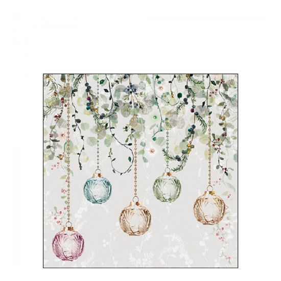 Karácsonyi szalvéta Floral Christmas grey 25x25 cm 20 db-os