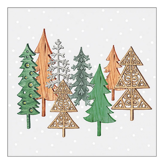 Karácsonyi szalvéta Wood carved trees grey 33x33 cm 20 db-os
