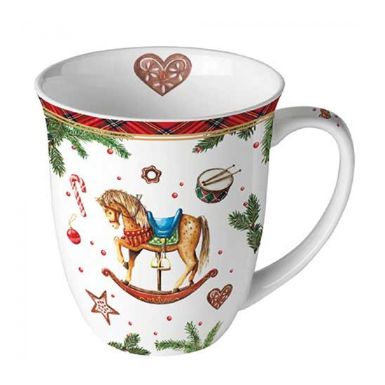 Classic rocking horse white karácsonyi porcelán bögre 0,4l