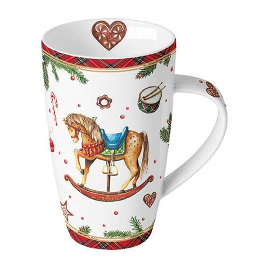 Classic rocking horse white karácsonyi porcelán bögre 0,6l