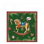 Karácsonyi szalvéta Classic rocking horse green 25x25 cm 20 db-os