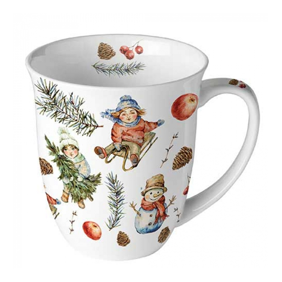 Playing outside white karácsonyi porcelán bögre 0,4l