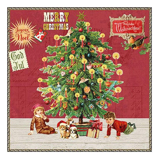 Karácsonyi szalvéta Under the X-Mas tree red 33x33 cm 20 db-os