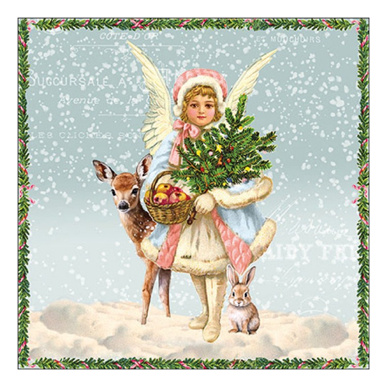 Karácsonyi szalvéta Snowy day blue 33x33 cm 20 db-os