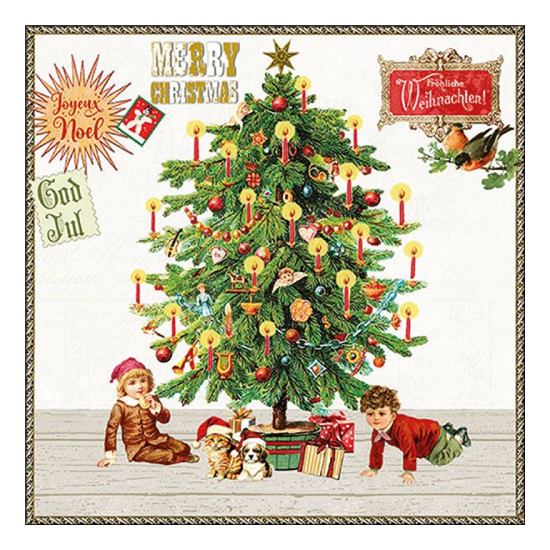 Karácsonyi szalvéta Under the X-Mas tree white 33x33 cm 20 db-os