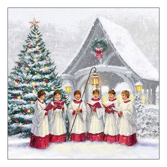 Karácsonyi szalvéta Singing Choir 33x33 cm 20 db-os