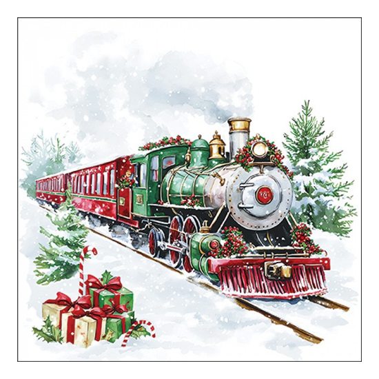 Karácsonyi szalvéta Christmas train 33x33 cm 20 db-os