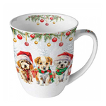 Funny cute puppies karácsonyi porcelán bögre 0,4l