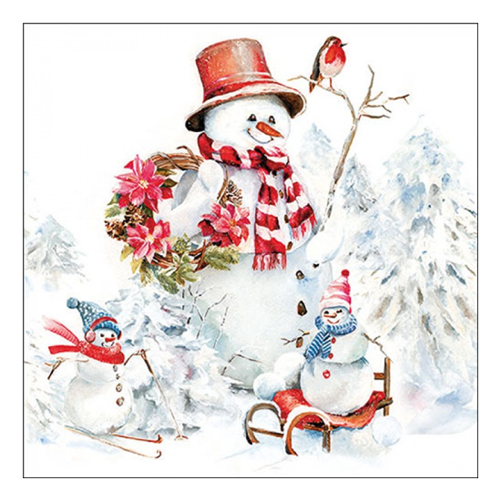 Karácsonyi szalvéta Sporty snowmen 33x33 cm 20 db-os