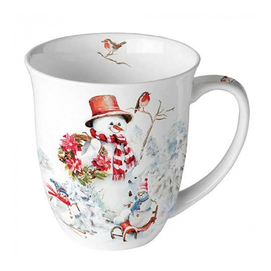 Sporty snowmen karácsonyi porcelán bögre 0,4l