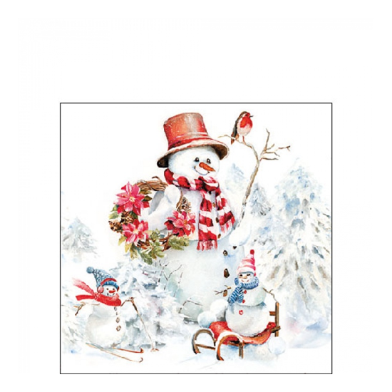 Karácsonyi szalvéta Sporty snowmen 25x25 cm 20 db-os