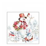 Karácsonyi szalvéta Sporty snowmen 25x25 cm 20 db-os
