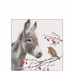Karácsonyi szalvéta Donkey and robin 25x25 cm 20 db-os