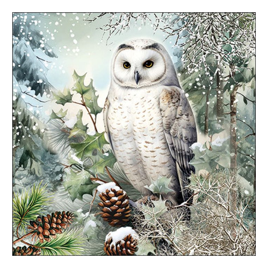 Karácsonyi szalvéta Snowy owl 33x33 cm 20 db-os
