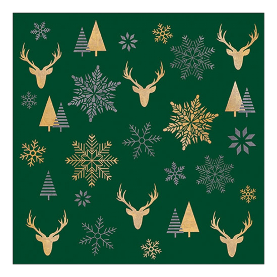 Karácsonyi szalvéta Winter silhouettes green 33x33 cm 20 db-os