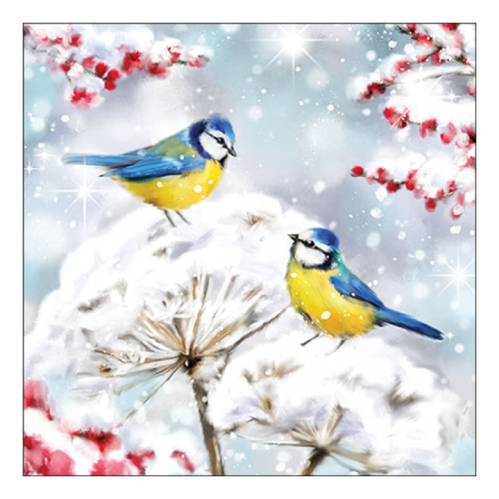 Karácsonyi szalvéta Birds in the snow 33x33 cm 20 db-os