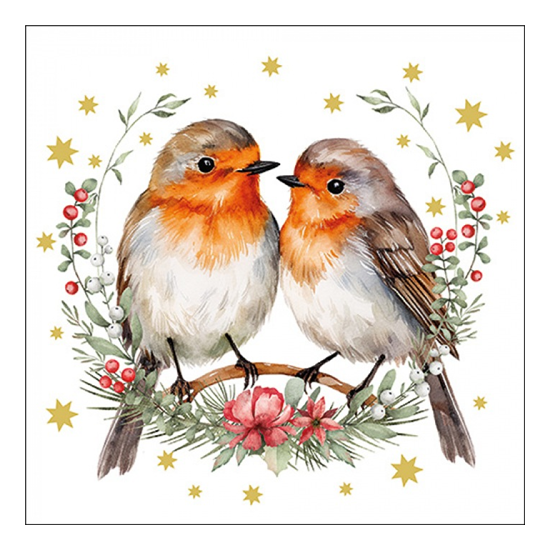 Karácsonyi szalvéta Couple of robins 33x33 cm 20 db-os