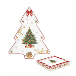 Karácsonyi porcelán fenyő tálca 20,5x25,5 cm díszdobozban Christmas Tale