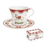 Karácsonyi porcelán teás csésze + alj 200ml díszdobozban Christmas Tale